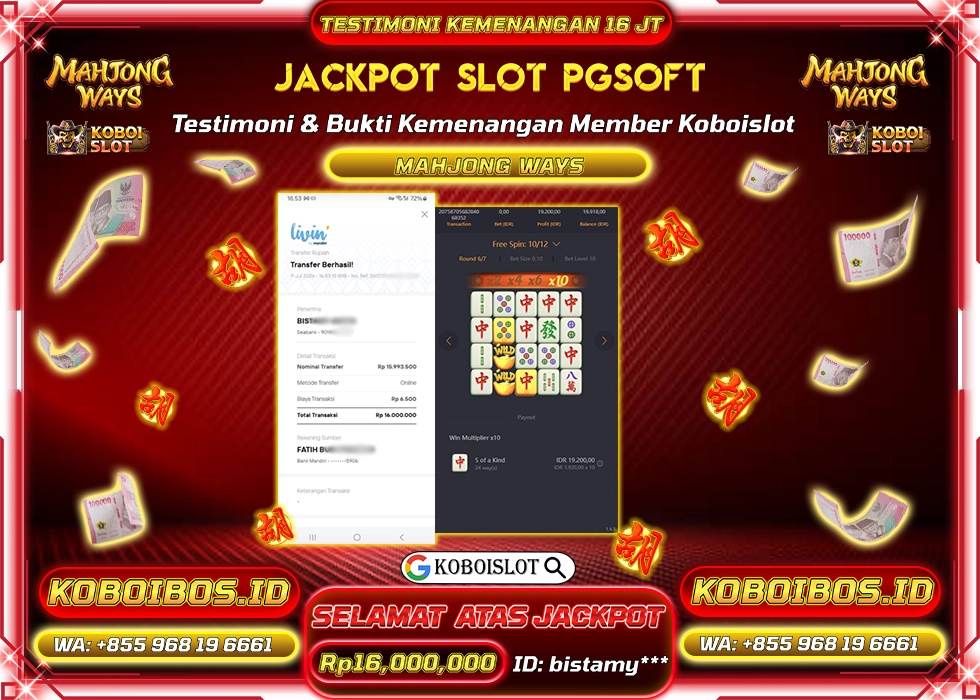 BUKTI KEMENANGAN Id bistamy*** SLOT GACOR MAHJONG WAYS 1 Rp16.000.000,- LUNAS
